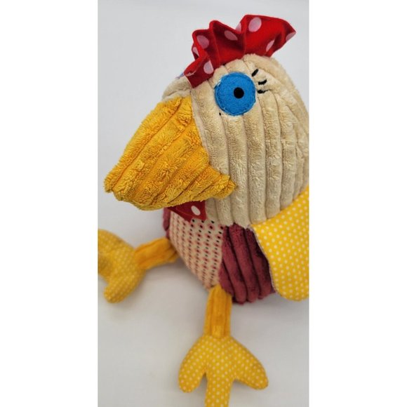 Original Les Deglingos Chicken Hen Plush  11" Red Yellow Pink Blue - Picture 6 of 11